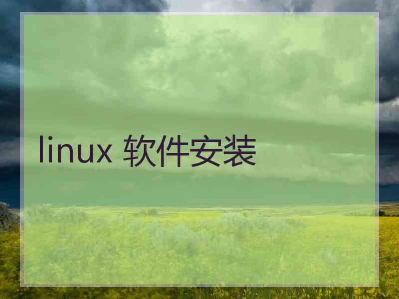 linux 软件安装